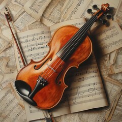 Elegant Violin and Bow