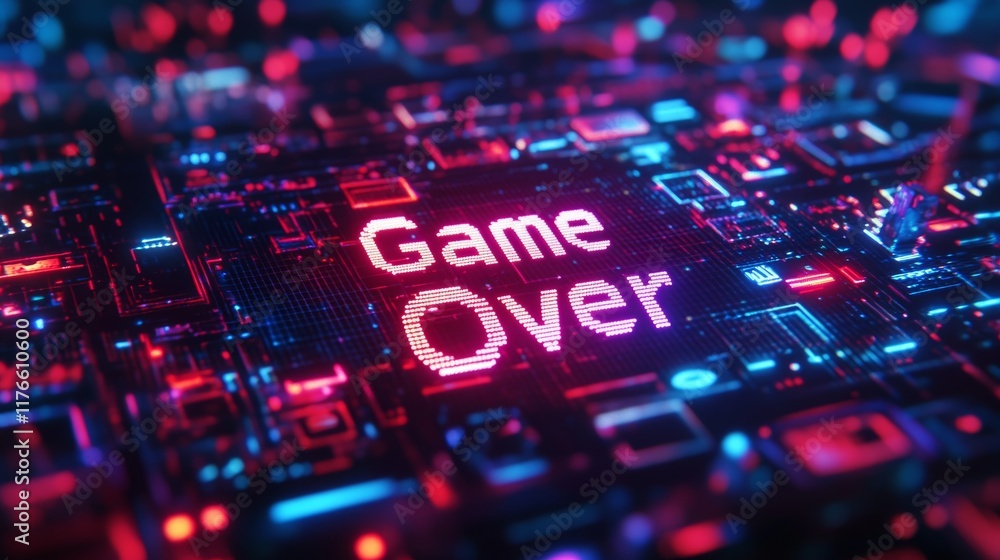Poster abstract animation of game over text background.