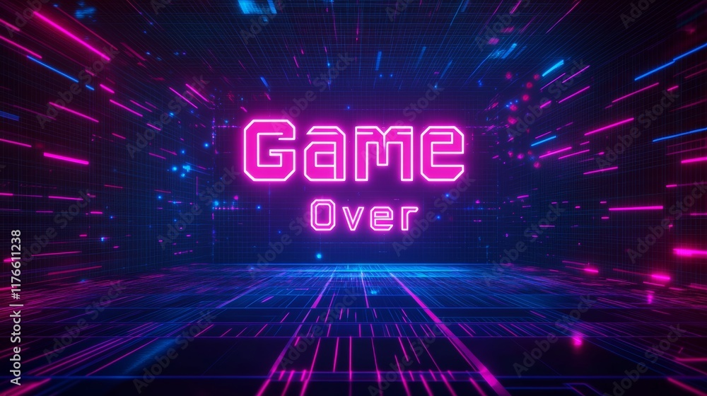 Fototapete abstract animation of game over text background.
