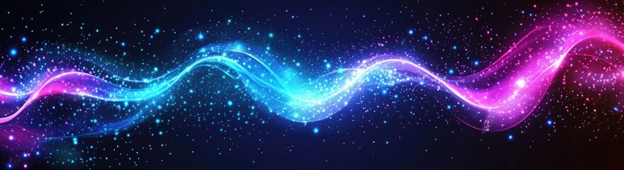 Fototapeta premium Abstract Purple Pink Light Lines on Dark Blue Background