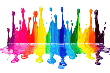 color explosion in rainbow paint isolated on white or transparent background