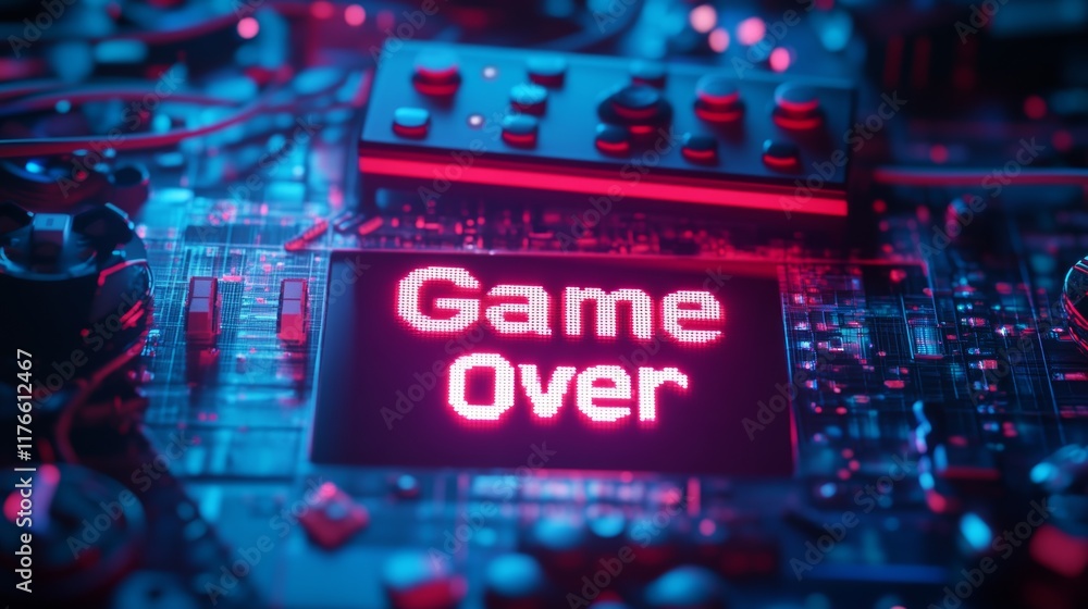 Poster abstract animation of game over text background.