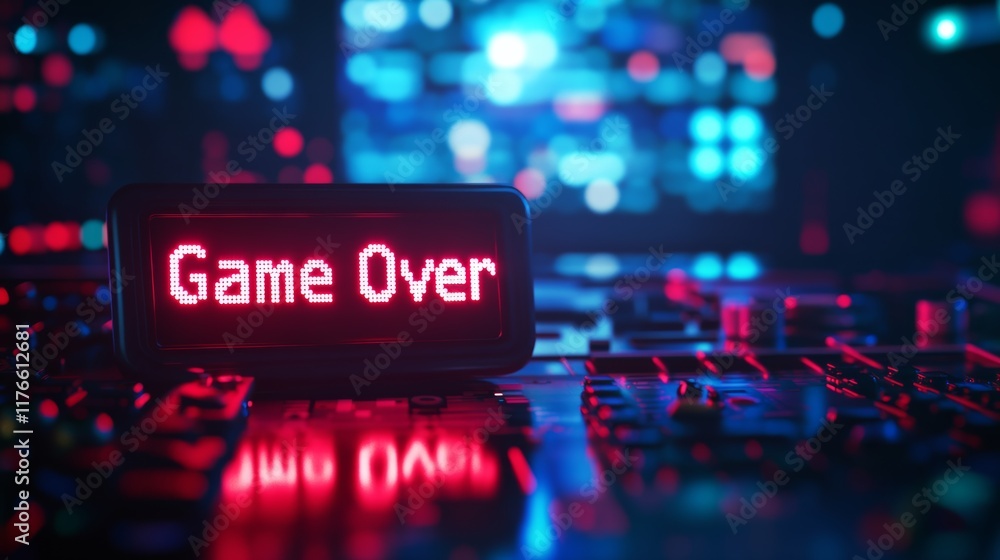 Poster abstract animation of game over text background.