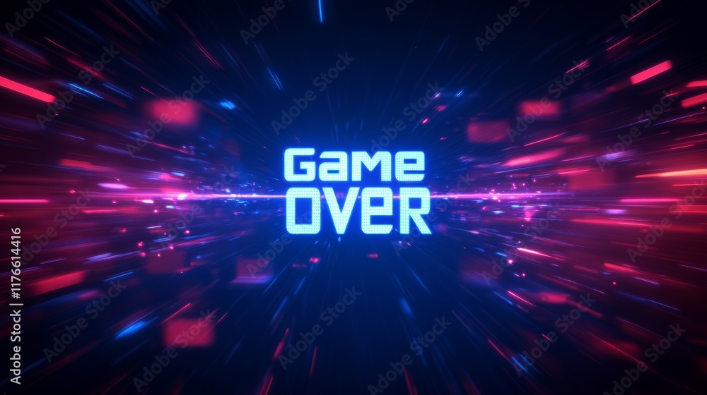 Fototapete abstract animation of game over text background.