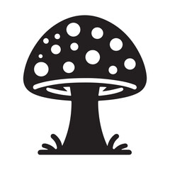 Mushroom vector icons silhouette on a white background