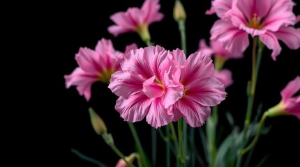 A lush group of vibrant pink Lisianthus flowers showcasing intricate details of the delicate petals and soft, feathery texture