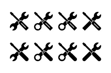 Repair icon vector isolated on white background. Wrench and screwdriver icon. settings vector icon. Maintenance. tools