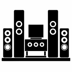 Home Theater Silhouette Vector Art