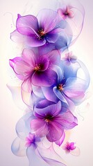 Obraz premium Dreamy purple and blue flowers with soft smoke.