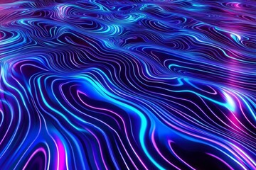 Fototapeta premium Neon Wave Pattern with Vibrant Light Trails on a Dark Background