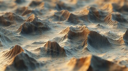 Textured landscape, miniature mountain range, light and shadow.
