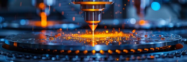 Close-up of a machine tool with sparks flying. AI generative. .