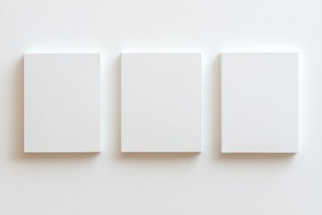 Fototapeta premium 3D white square empty boxes on the wall, minimalist background