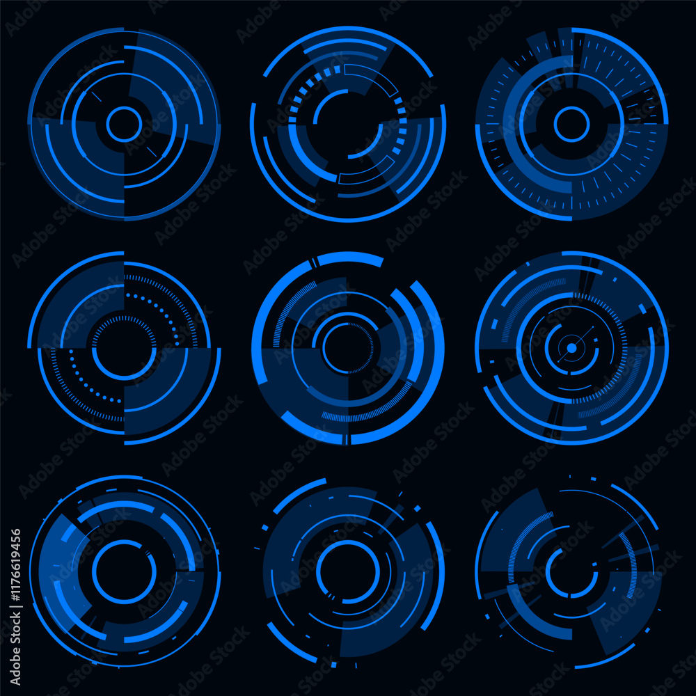 Poster hi-tech loading hud futuristic cyberpunk style design element.