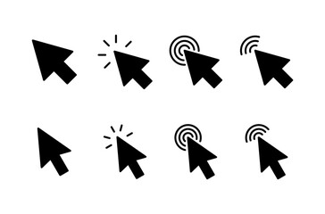 Click icon vector isolated on white background. Cursor icon. Computer mouse click cursor black arrow icons. pointer arrow