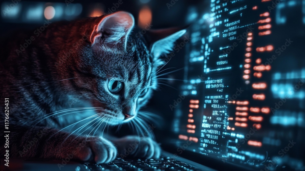 Poster cybersecurity concept with key elements