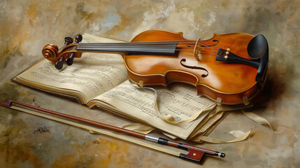 Elegant Violin and Bow