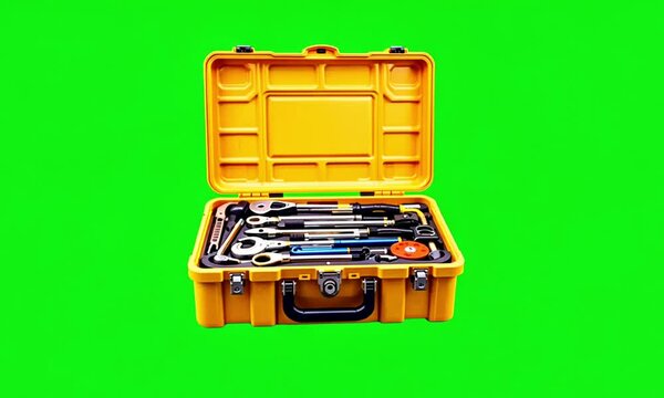 yellow tool box opens on green screen
