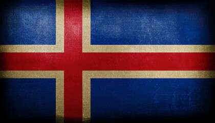 Fototapeta premium Old Vintage Iceland Flag