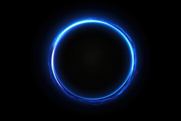 Obraz premium Glowing Blue Energy Ring on Black Background for Abstract Designs