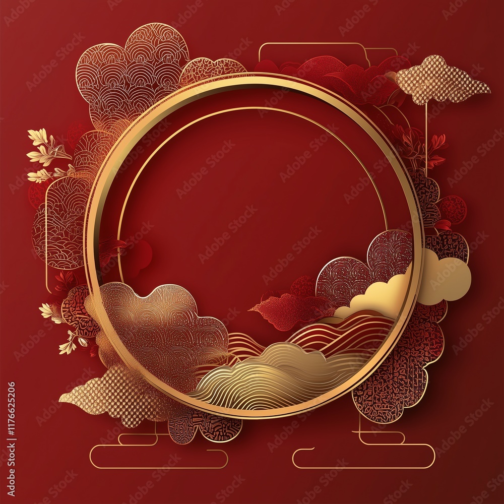 Poster minimalistic chinese new year banner with floating red and gold lanterns glowing softly against a si