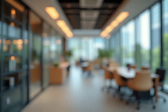 Blur background of modern office interior design. Contemporary workspace for creative business