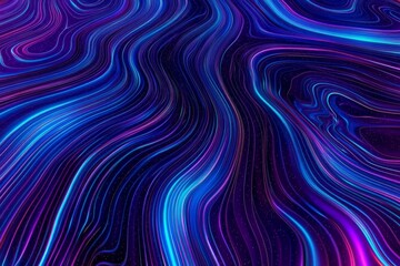 Neon Wave Pattern with Vibrant Light Trails on a Dark Background