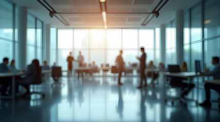 Modern business office without people with blurred bokeh background	