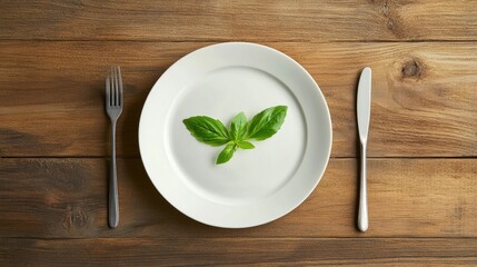 Minimalist Cuisine on White Plate in Casual Dining Setting