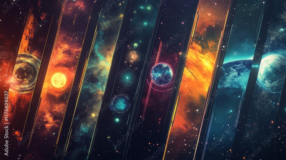 Aufkleber modern technology banners collection in cyberpunk style. abstract sci-fi text boxes with glitch effe