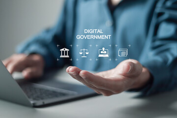 Digital government concept. Data management and security infrastructure, Modern governance technologies and digital transformation public government sector.