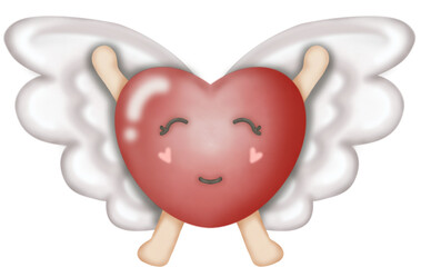 Red heart cartoon character hand drawn, Used for  valentine's day illustration, posters, postcards, t-shirt prints. 