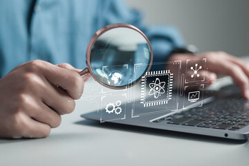 Quantum computing concept, Quantum mechanics, Advanced technology, artificial intelligence and...