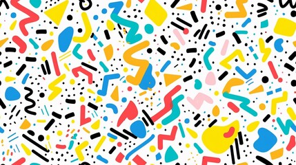 Obraz premium memphis elements design, white background, vibrant color, seamless pattern.