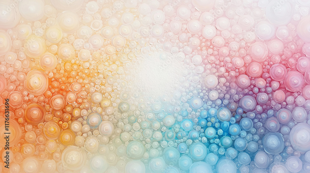 Poster rainbow of bubbles: a vibrant and ethereal backdrop of iridescent bubbles, swirling in a kaleidoscop
