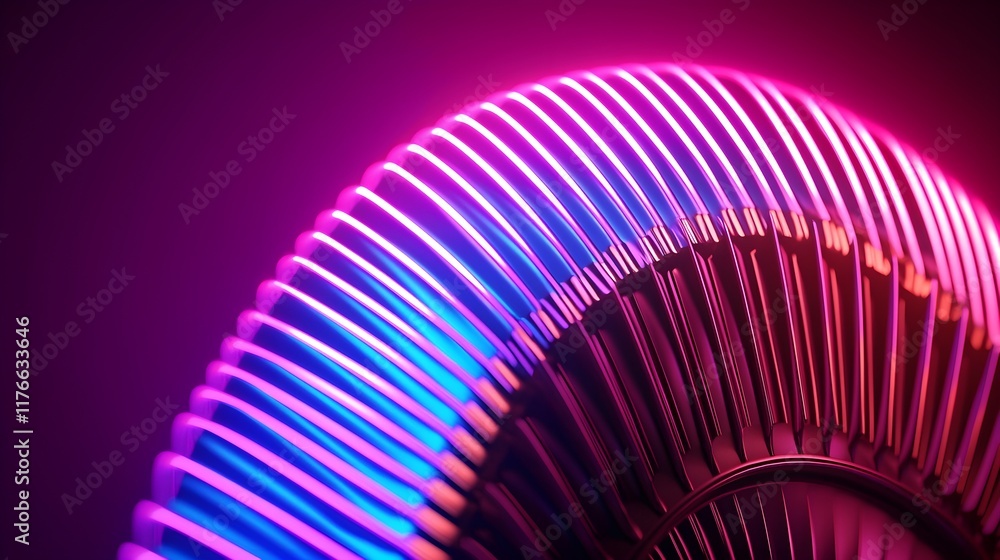 Poster colorful abstract pattern with neon light reflections and curves