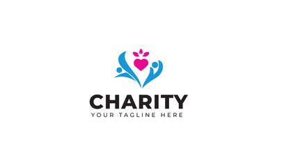 Social logos and charity for children, Education logo with love design, Donation logo