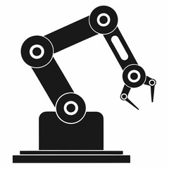 Industrial Robot Arm Silhouette Vector