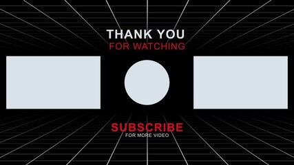 Youtube end screen motion graphic animation on grid background for outro video