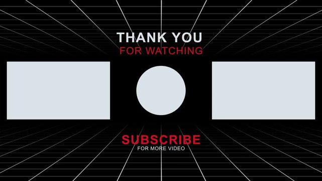 Youtube end screen motion graphic animation on grid background for outro video