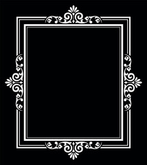 Decorative frame Elegant vector element for design in Eastern style, place for text. Floral black and white border. Lace illustration for invitations and greeting cards.