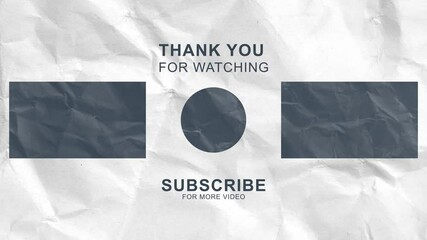Youtube end screen with paper texture animation background for outro video