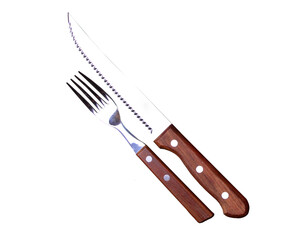 Knife and fork isolated