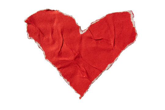 Naklejki Torn crumpled red heart shaped paper