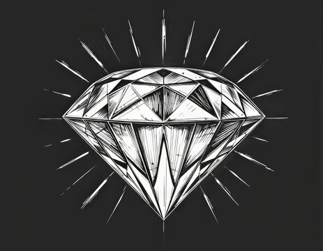 grabado de boceto de diamante brillante