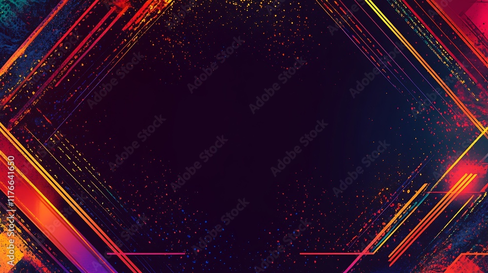 Poster abstract colorful lines and splashes design