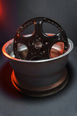 collapsible alloy car rim with black center not new for drift car and stunt car