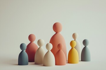 A group of colored paper figures of people, on a light background, minimalistic style