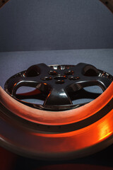 collapsible alloy car rim with black center not new for drift car and stunt car