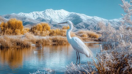 Fototapeta premium World Wetlands Day: Birds and aquatic life in a serene wetland landscape